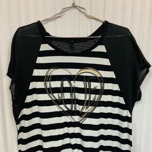 Lane Bryant 18/20 Black and White Mesh Sleeve Top